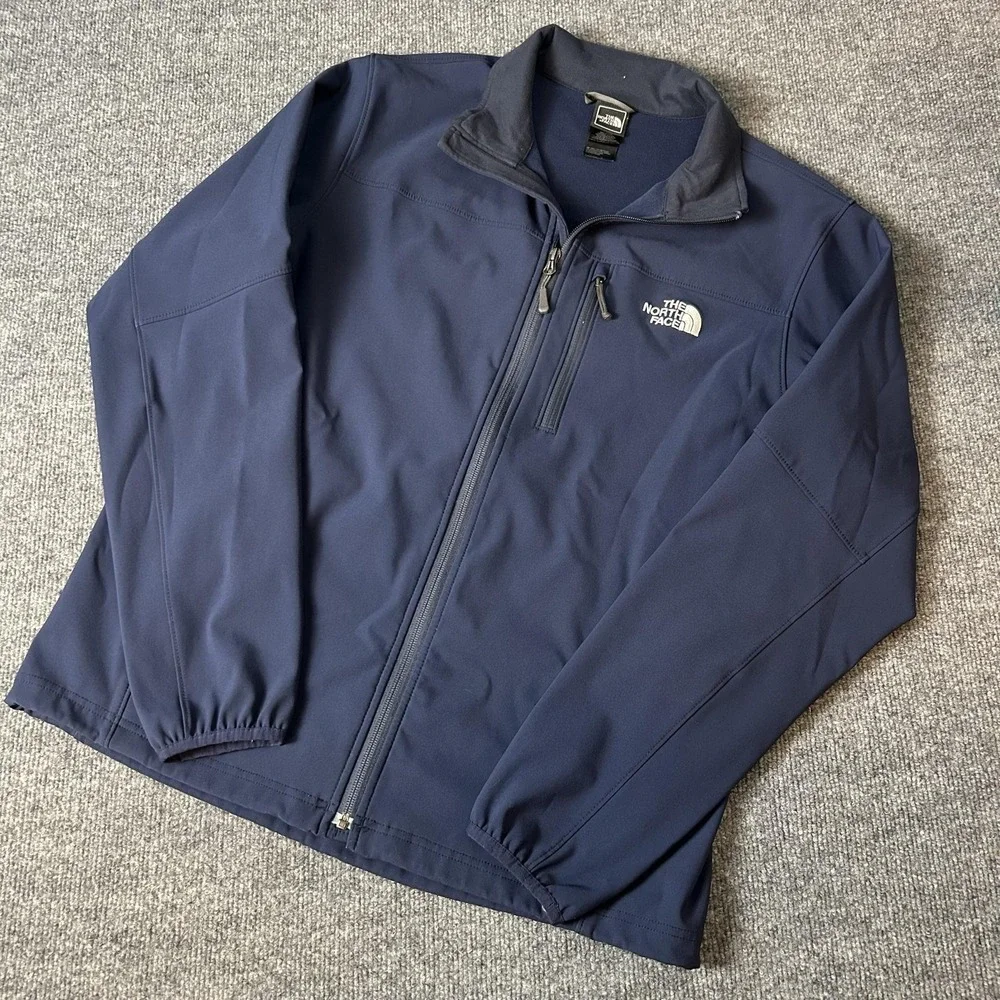 The North Face Jacket Mens Large Blue Softshell Full Zip Windbreaker Outdoor
